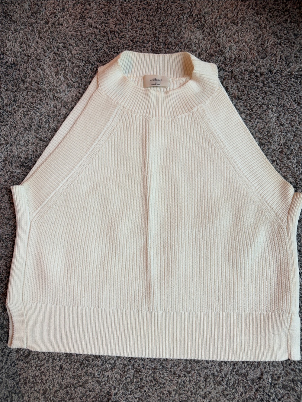 Wilfred Cream Cropped Ribbed Mock Neck Sweater